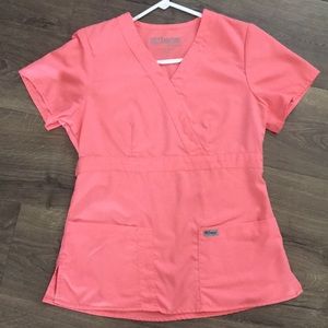 Grey’s Anatomy Scrub Top- Bright Coral- Size S